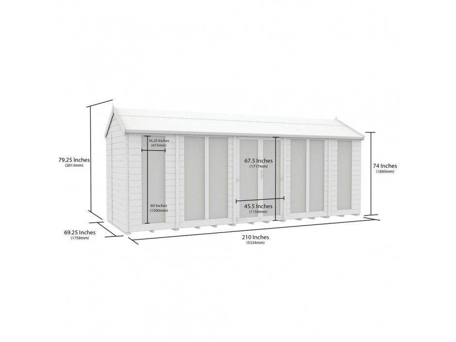 6ft x 18ft Apex Summer House (Full Height Window)