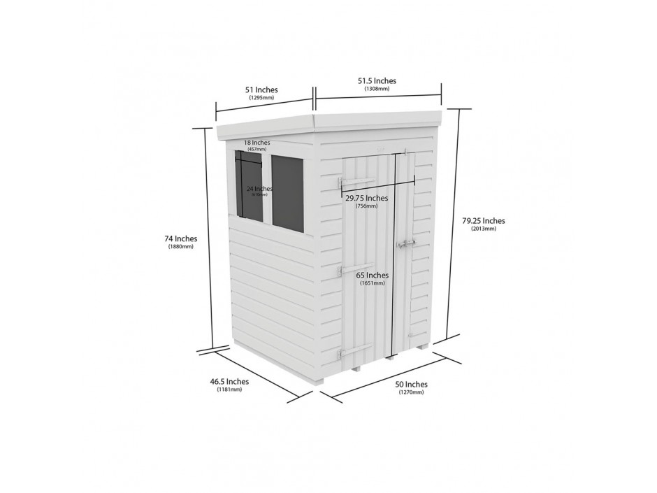 4ft x 4ft Pent Shed