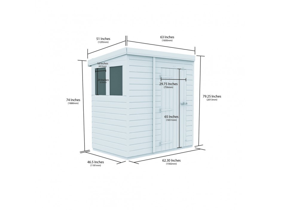 5ft x 4ft Pent Shed