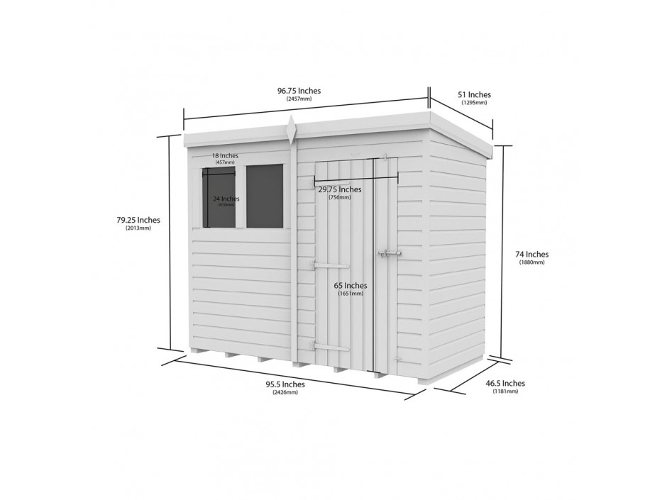 8ft x 4ft Pent Shed
