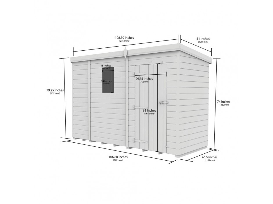 9ft x 4ft Pent Shed
