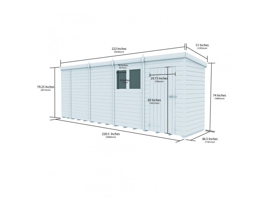 19ft x 4ft Pent Shed