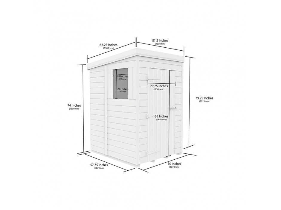 4ft x 5ft Pent Shed