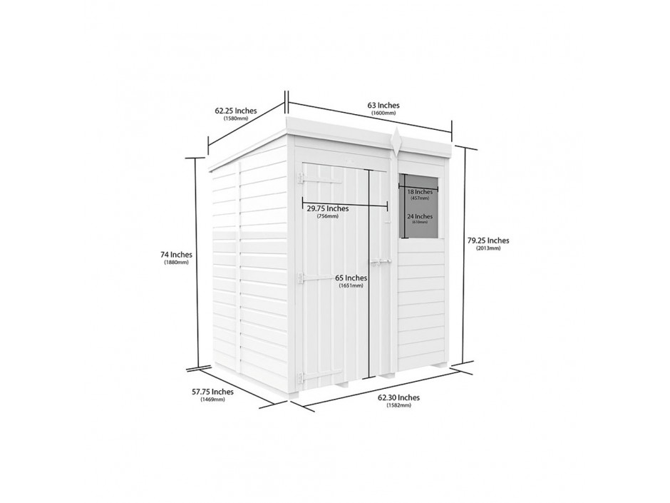 5ft x 5ft Pent Shed