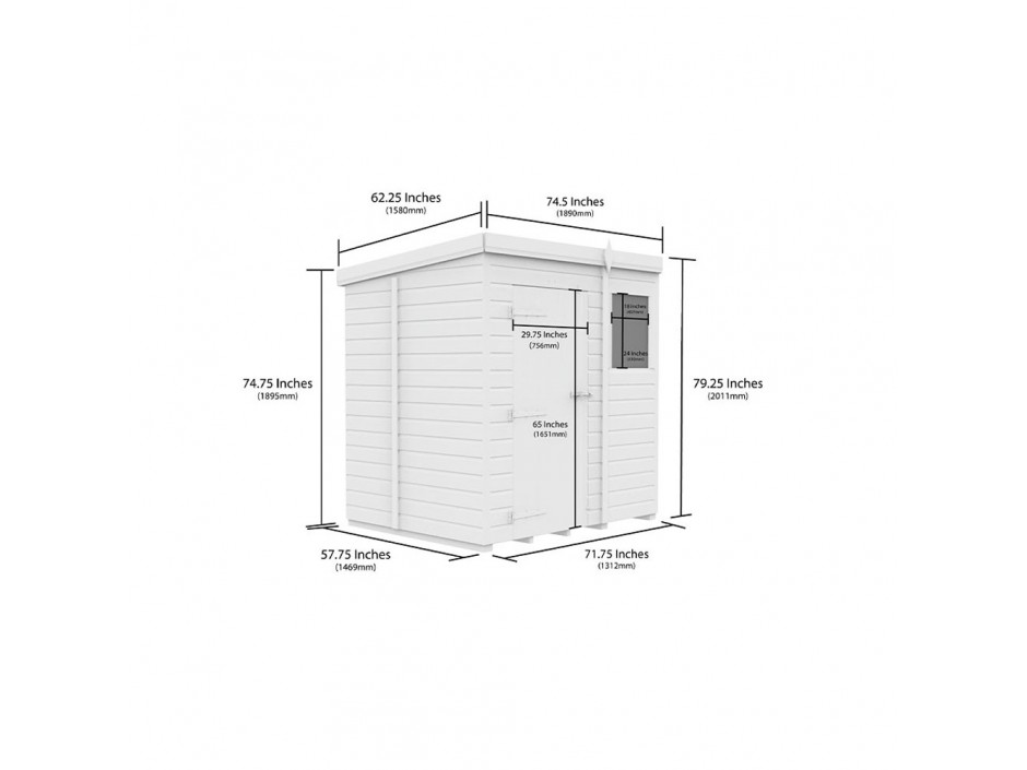 6ft x 5ft Pent Shed