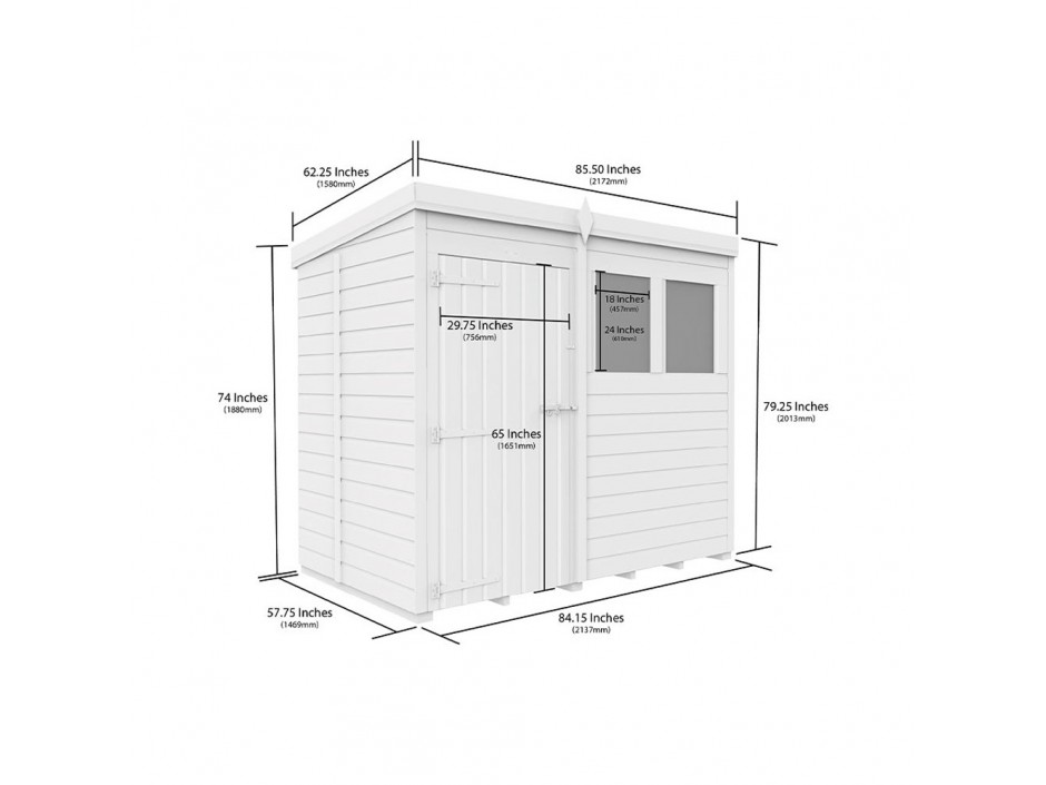 7ft x 5ft Pent Shed
