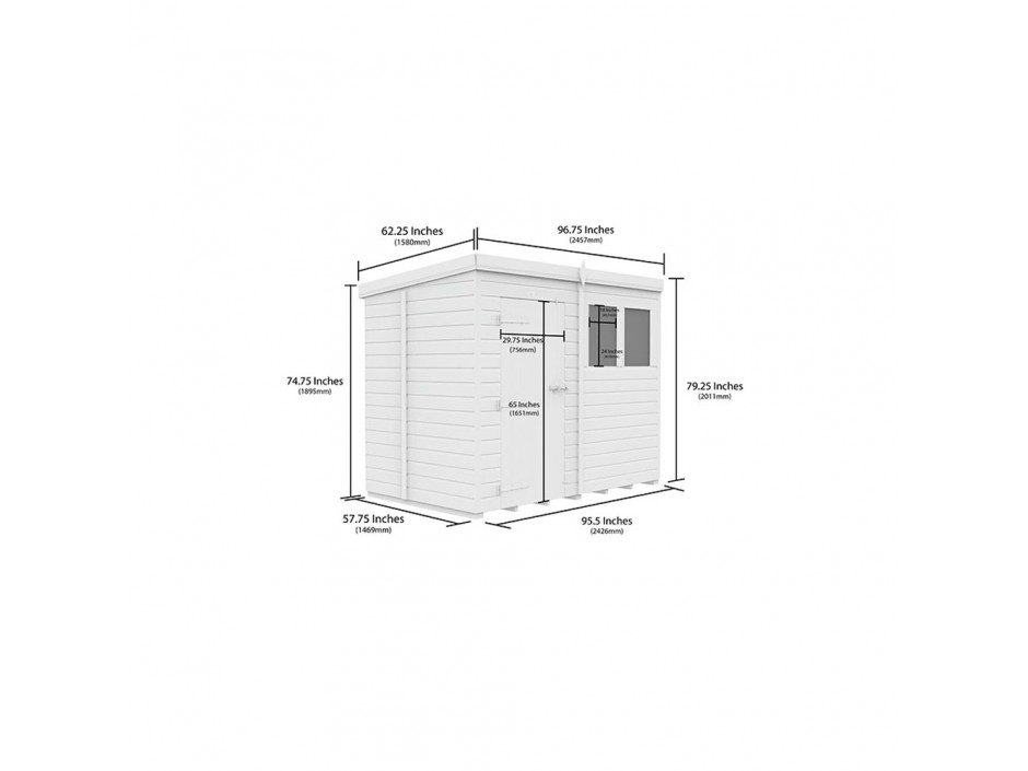 8ft x 5ft Pent Shed