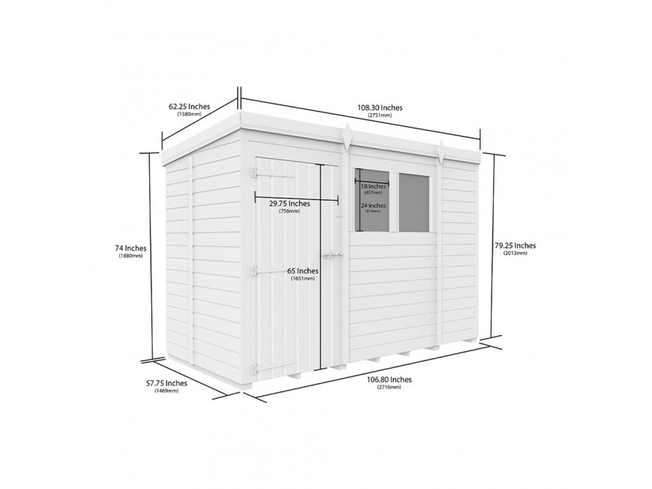 9ft x 5ft Pent Shed
