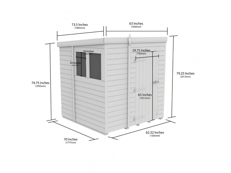 5ft x 6ft Pent Shed