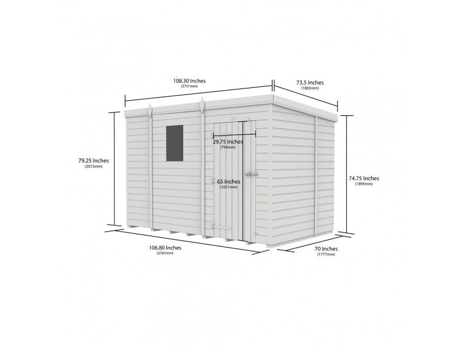 9ft x 6ft Pent Shed