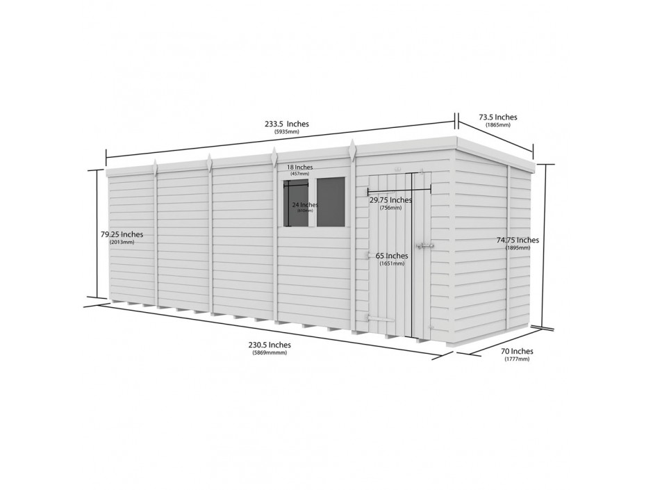 20ft x 6ft Pent Shed