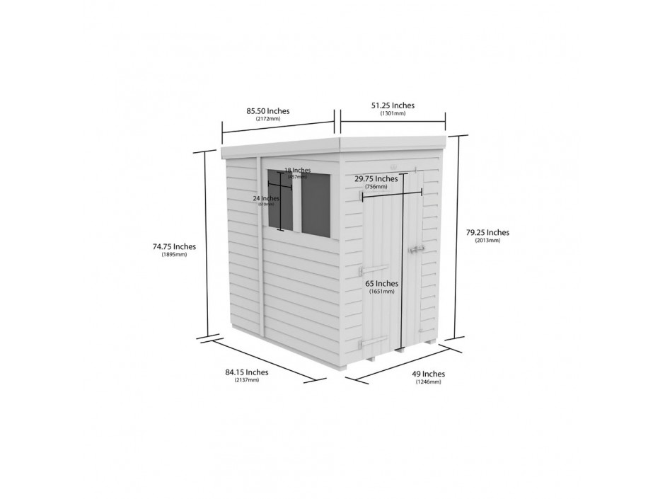 4ft x 7ft Pent Shed