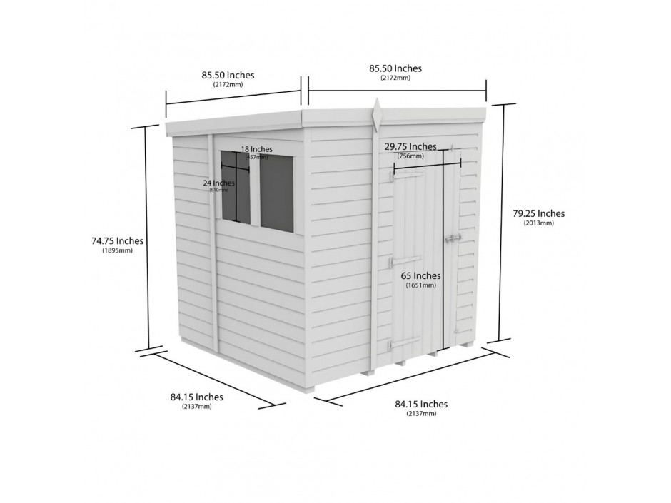 7ft x 7ft Pent Shed