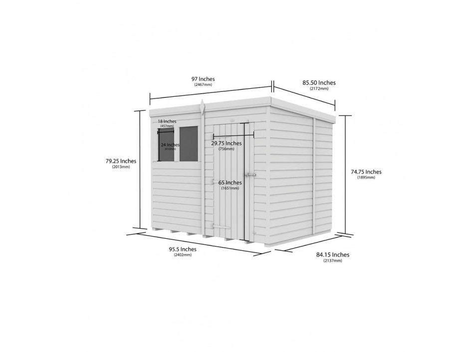 8ft x 7ft Pent Shed