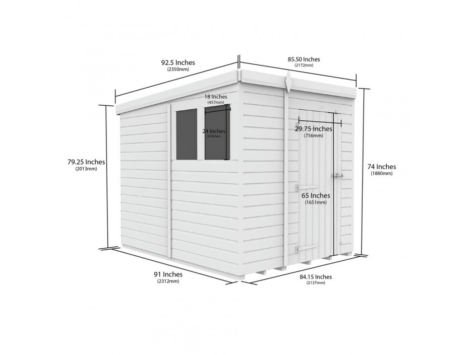 7ft x 8ft Pent Shed