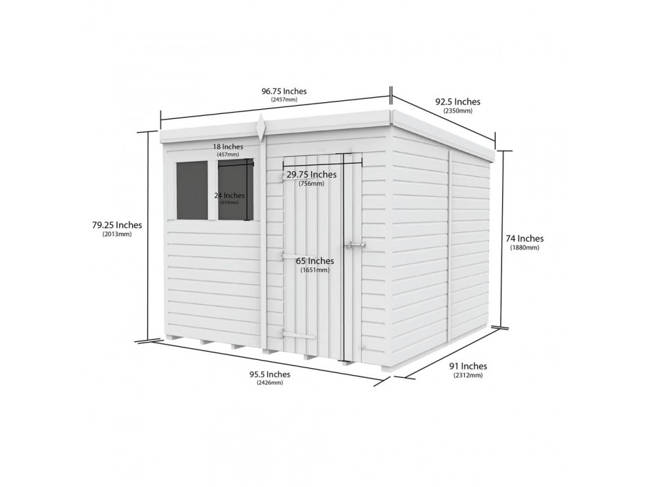 8ft x 8ft Pent Shed