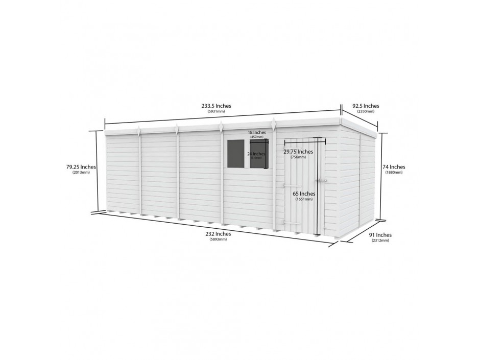 20ft x 8ft Pent Shed