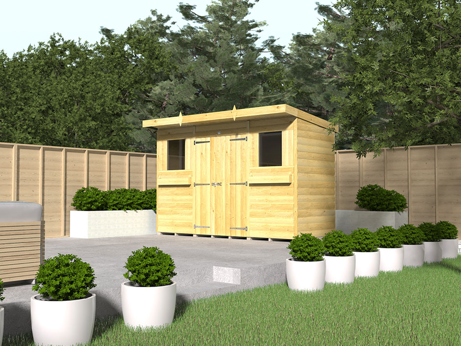 20ft x 8ft Pent Summer Shed Loglap