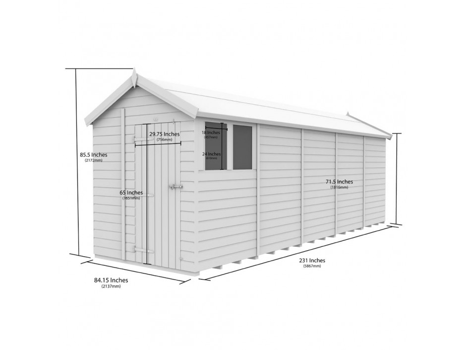 7ft x 20ft Apex Shed