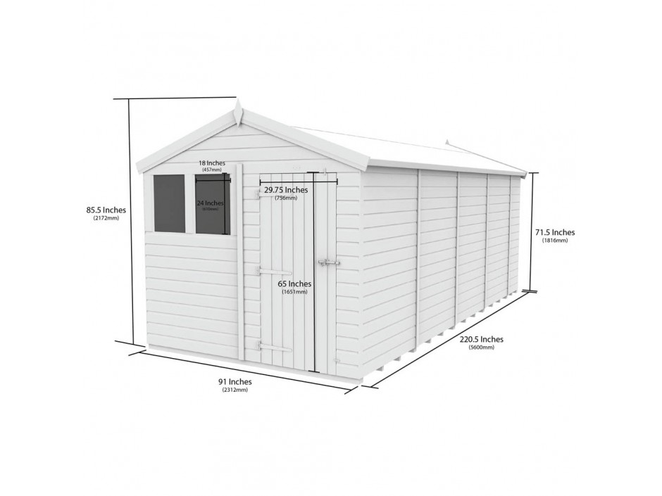 8ft x 19ft Apex Shed