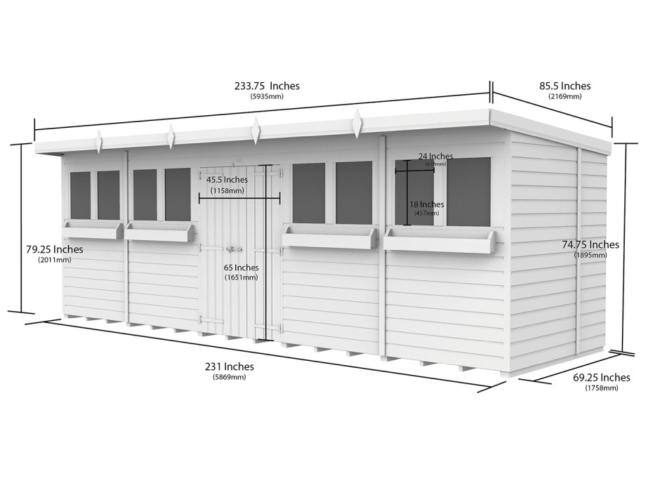 20ft x 6ft Pent Summer Shed