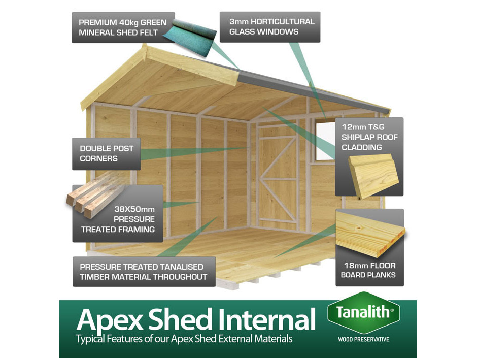 7ft x 14ft Apex Summer Shed