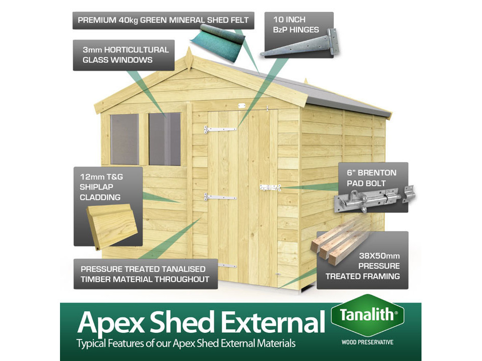 7ft x 14ft Apex Summer Shed