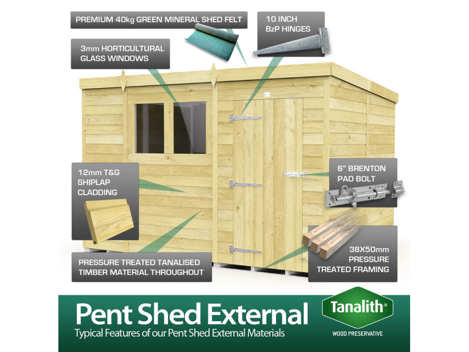 18ft x 7ft Pent Summer Shed